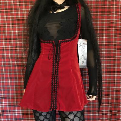 Velvet lace up "Bust" dress