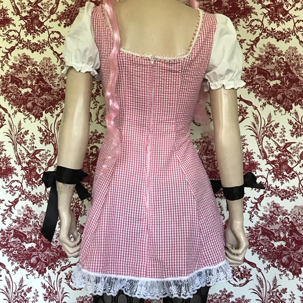 pink and white gingham Barmaid dress – jeannienitroclothing