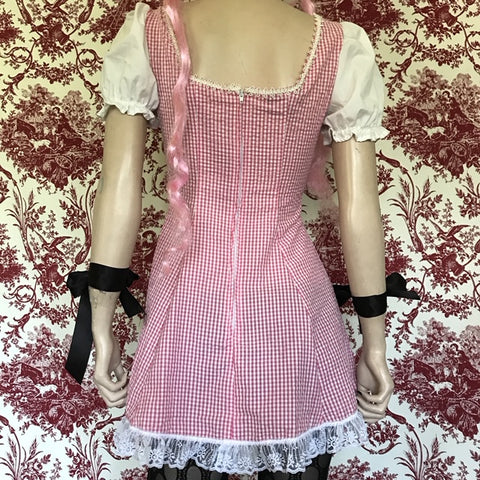 pink and white gingham "Barmaid" dress
