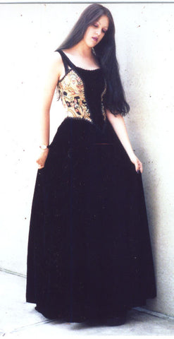 Long velvet and Victorian Tapestry dress
