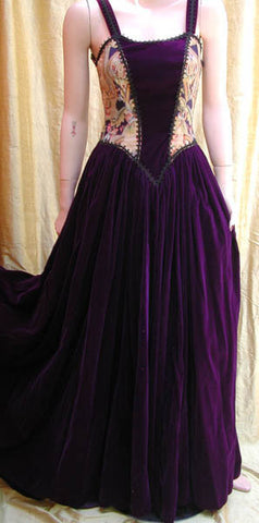 Long velvet and Victorian Tapestry dress